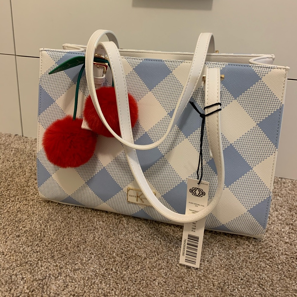 White and Blue checkered Kate Landry purse
